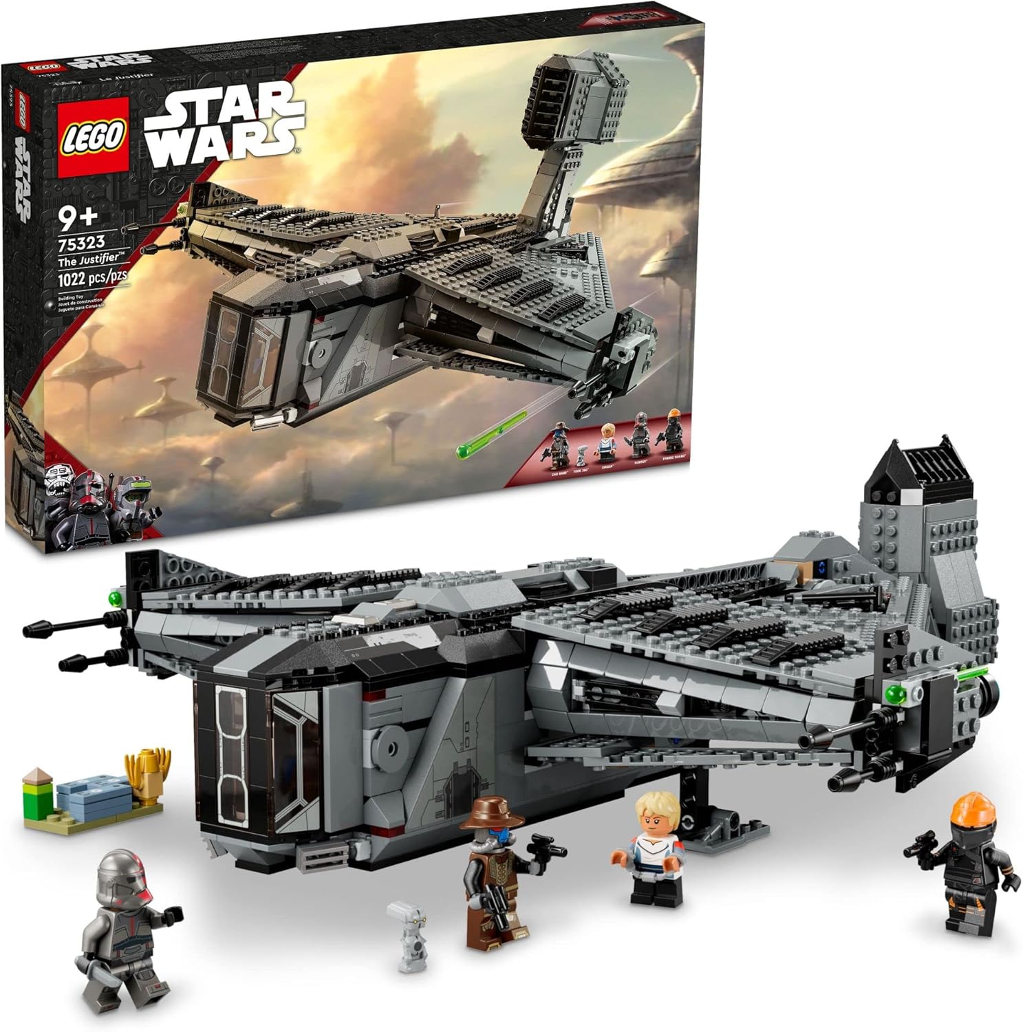 LEGO Star Wars The Justifier 75323, Buildable Toy Starship with Cad Bane Minifigure and Todo 360 Droid Figure, The Bad Batch Set