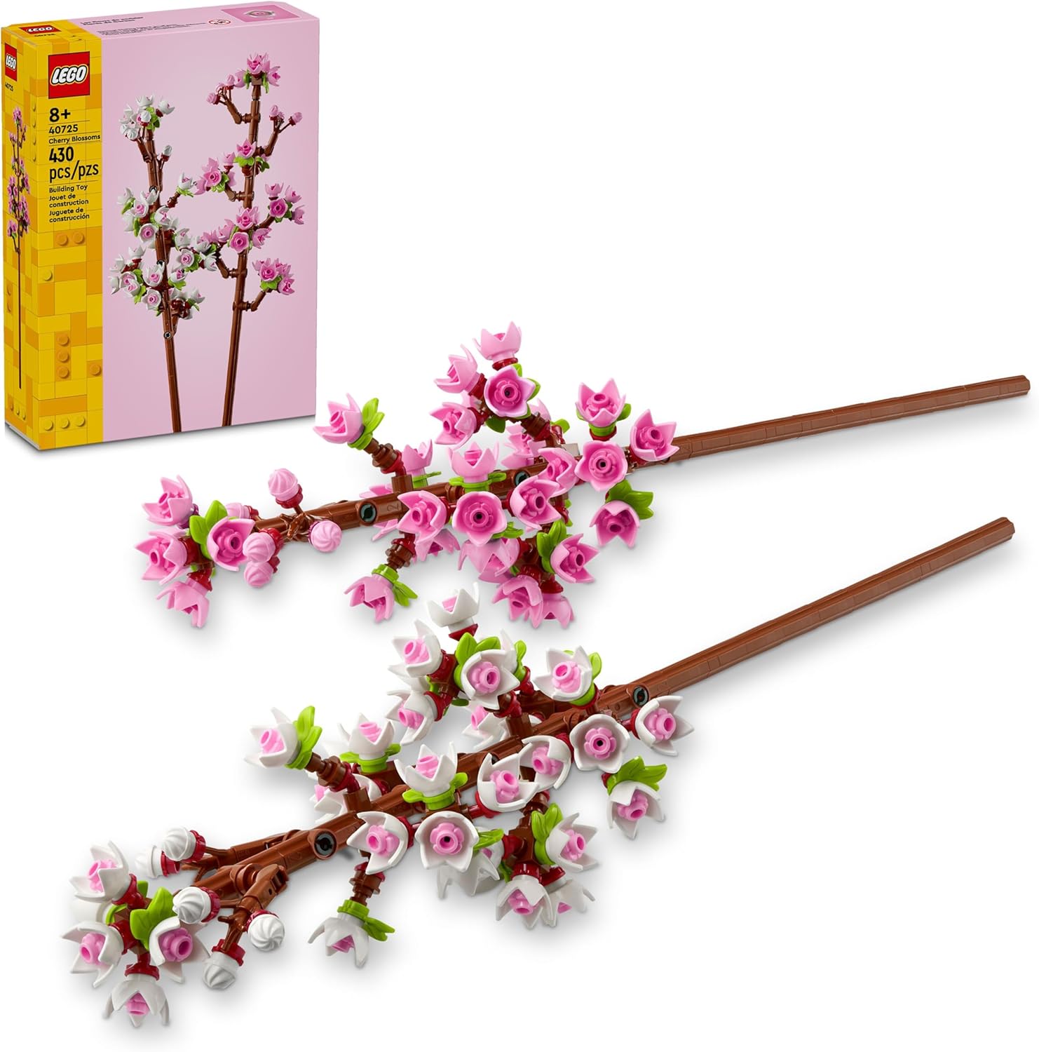LEGO Cherry Blossom Building Toy Artificial Cherry Blossom Decor for Home & Display 40725