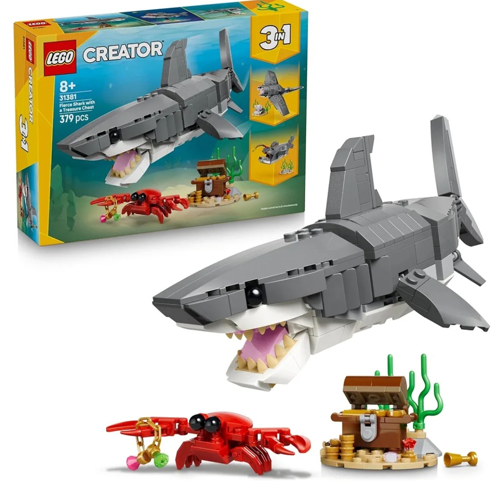 لگو اورجینال سری کریتور کوسه و گنج 379 قطعه کد 31381 LEGO-Creator Fierce Shark with Treasure Chest