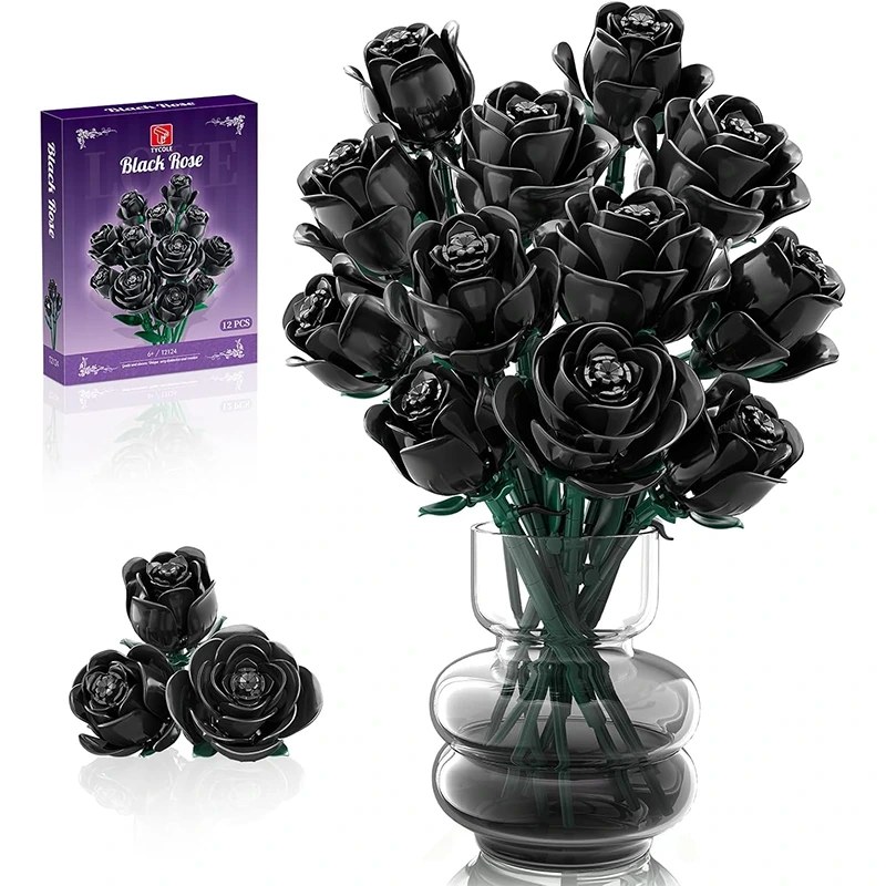 لگو ساختنی دسته گل رز سیاه کد T2124 black rose gad misi