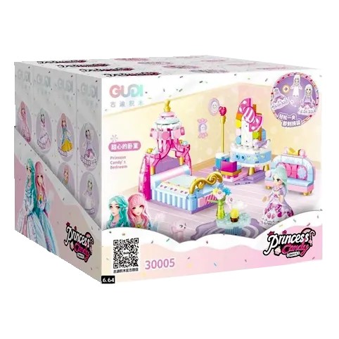 لگو سری Princess Candy مدل GUDI 30005 شامل ۴ ست اتاق خواب پرنسسی با مینی‌فیگور