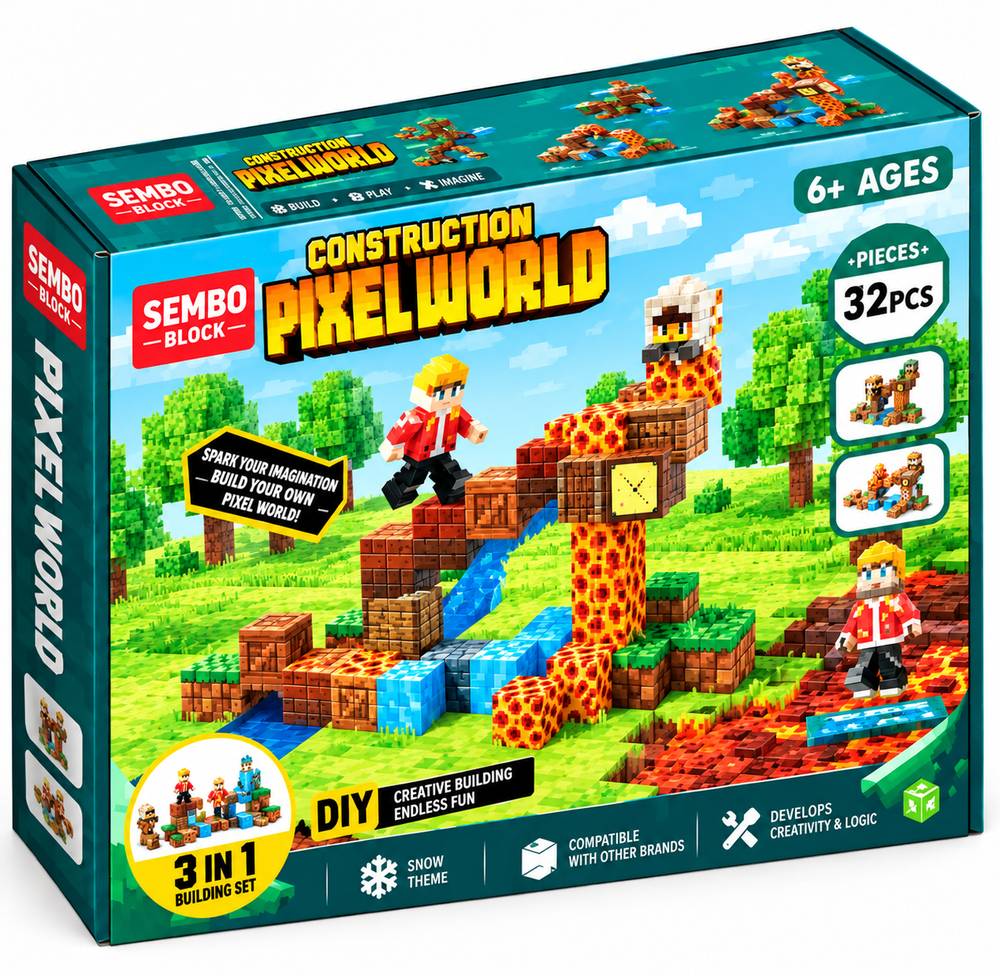 لگو ماینکرافت مگنتی پیکسل ورلد 32 قطعه | Construction Pixel World