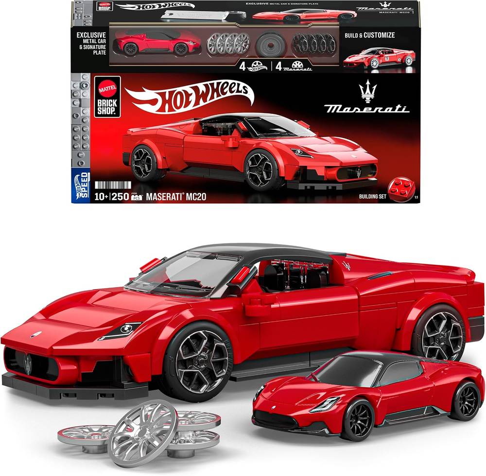 ست ساختنی Mattel Brick Shop Hot Wheels Speed Maserati مدل JFR90