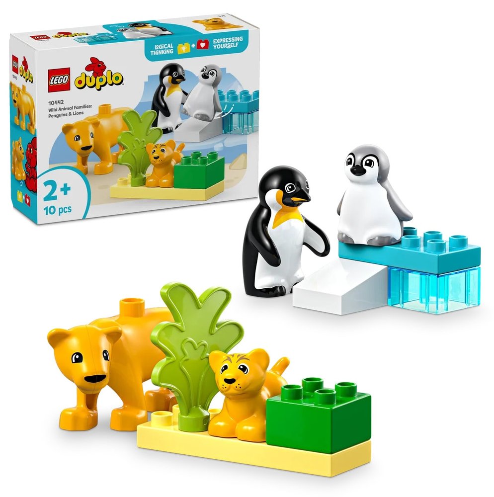 لگو 10442 DUPLO خانواده‌های حیوانات وحشی پنگوئن‌ها و شیرها (10 قطعه)