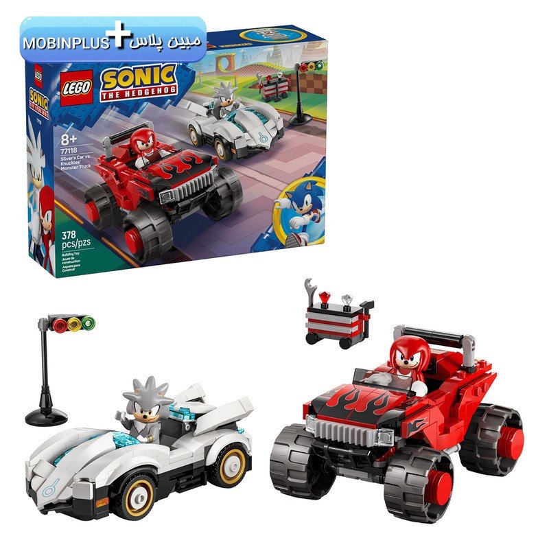 لگو 378 تکه سری LEGO Sonic the Hedgehog مدل Silver’s Car vs. Knuckles’ Monster Truck کد 77118