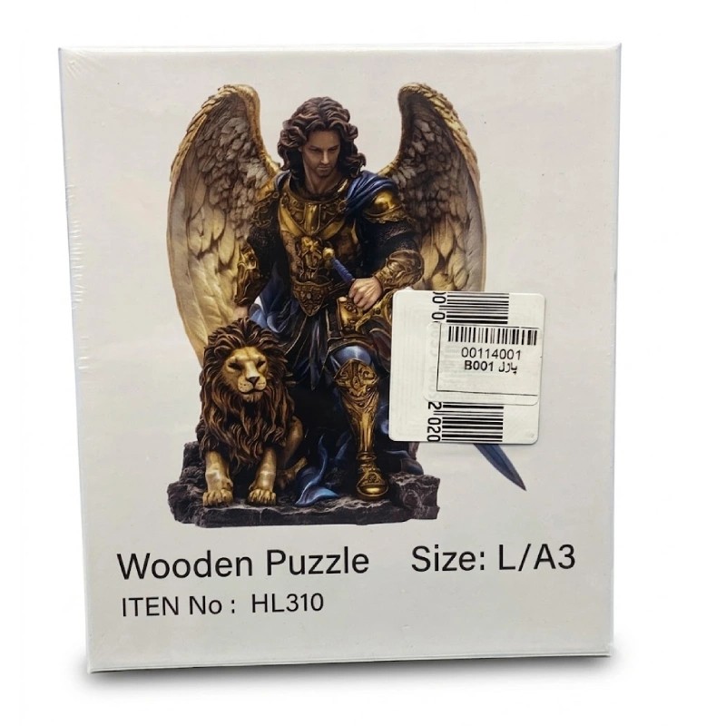 مینی پازل چوبی مدل جنگجو و شیر برند wooden puzzle