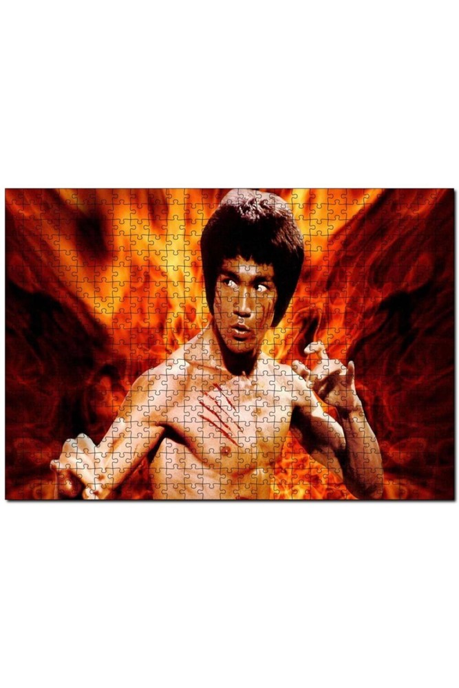 پازل BRUCE LEE KUNGFU BETWEEN THE FLAMES 500 PIECE PUZZLE اره منبت کاری مویی ام دی اف چوب Cakapuzzle