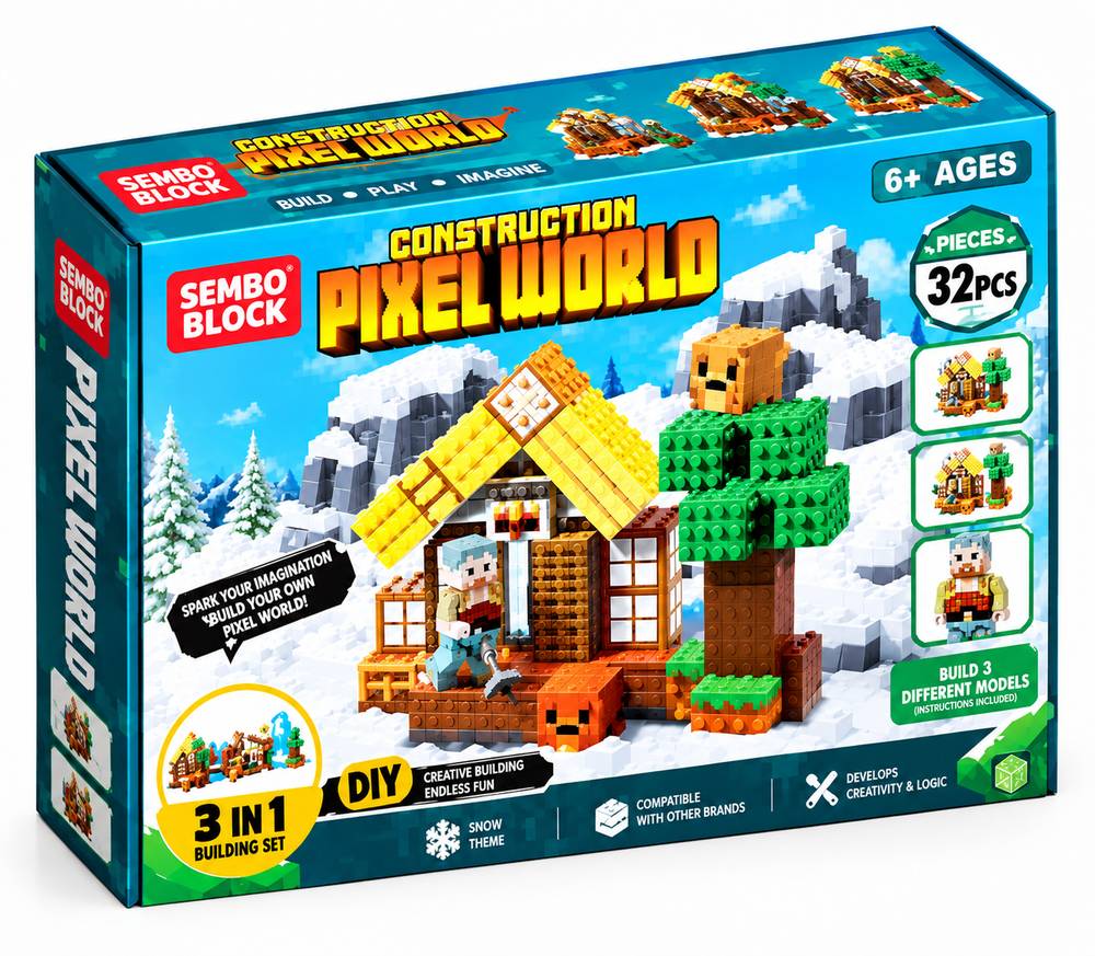 لگو مگنتی پیکسل ورلد 32 قطعه | Construction Pixel World
