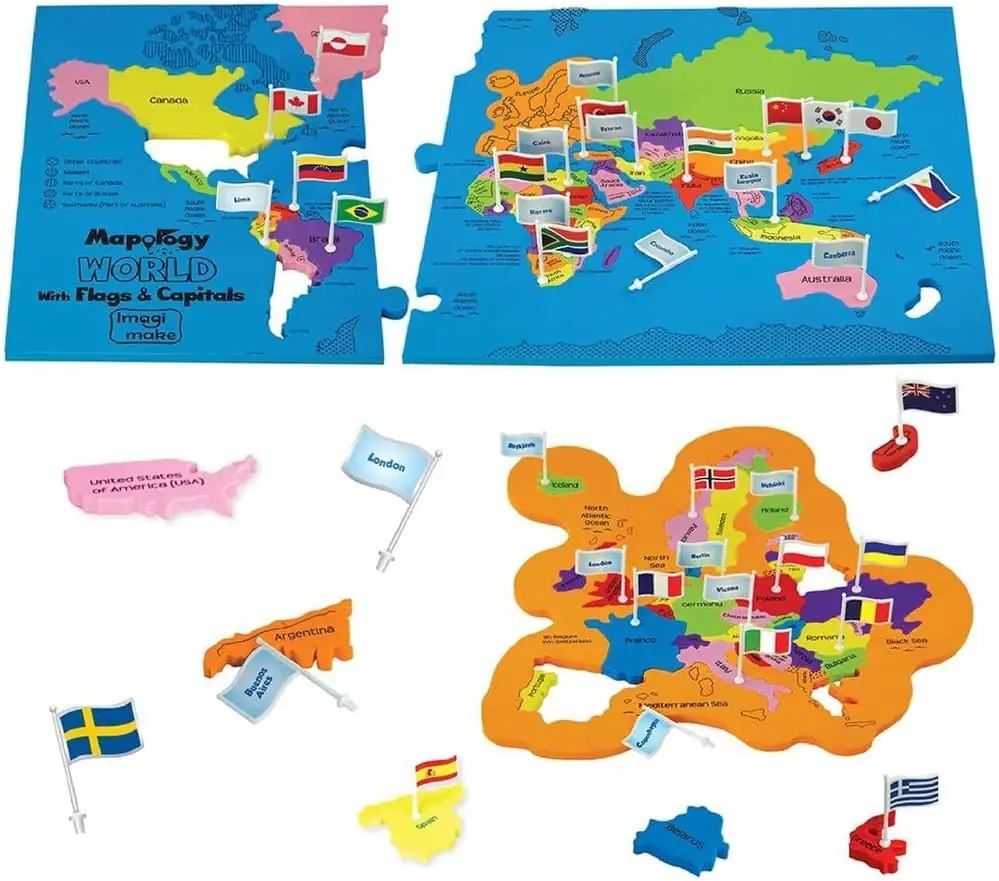 پازل نقشه جهان ایمجی‌میک | Imagimake Mapology World Flags & Capitals