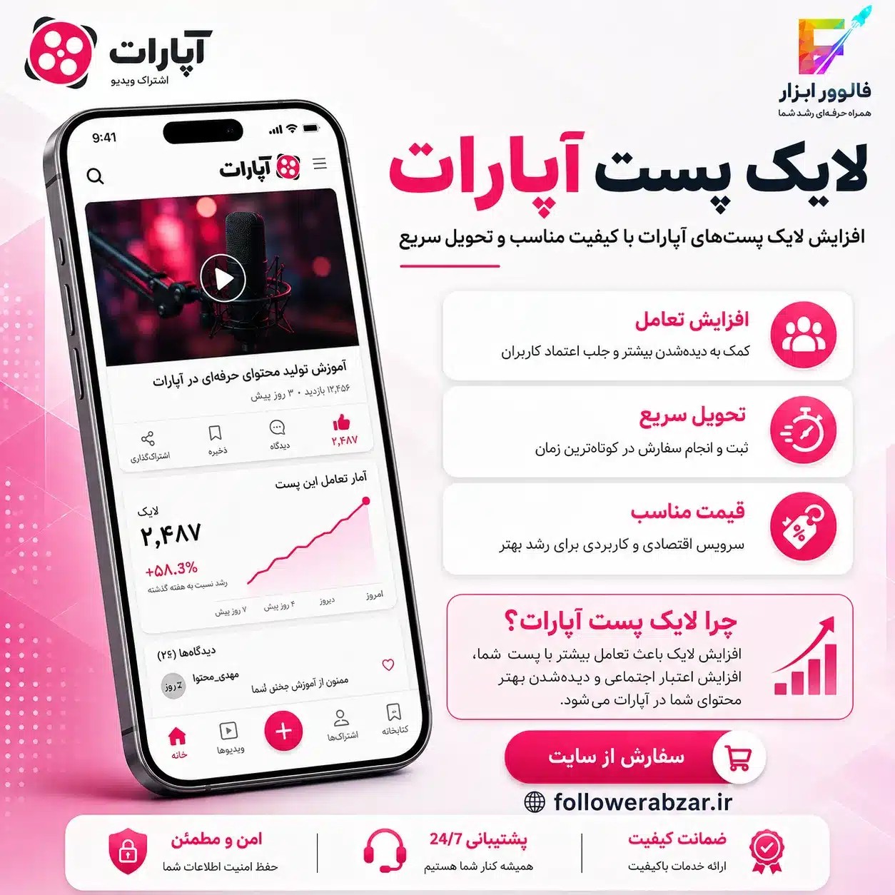 لایک پست آپارات | 500 عدد