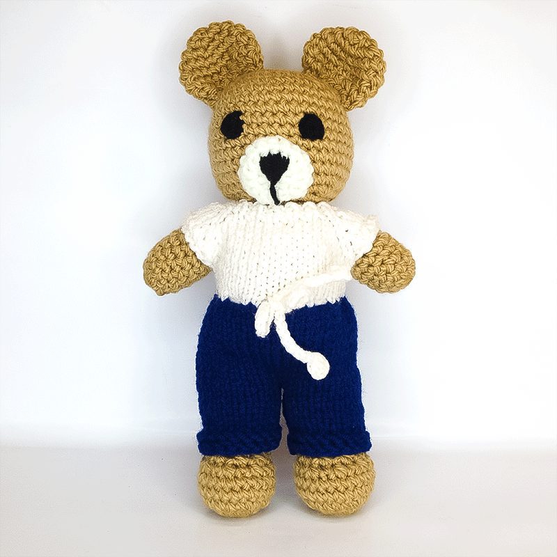 عروسک بافتنی حیوانات طرح خرس قهوه ای brown bear