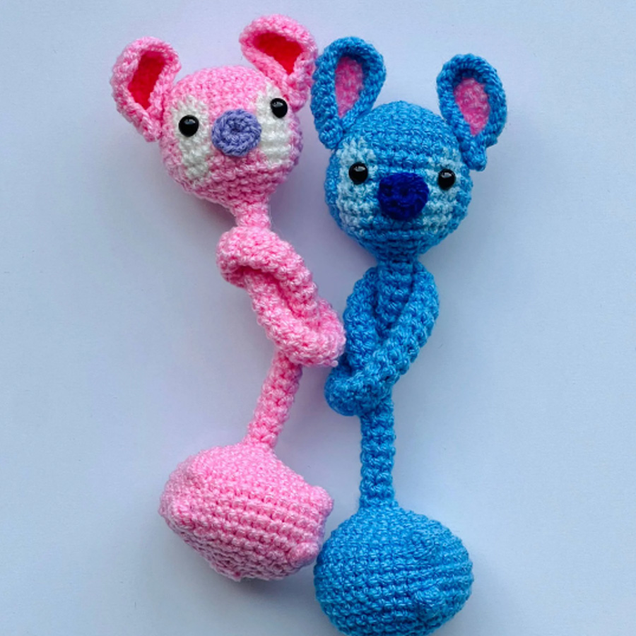 عروسک دکوری گره‌ای استیچ و آنجل