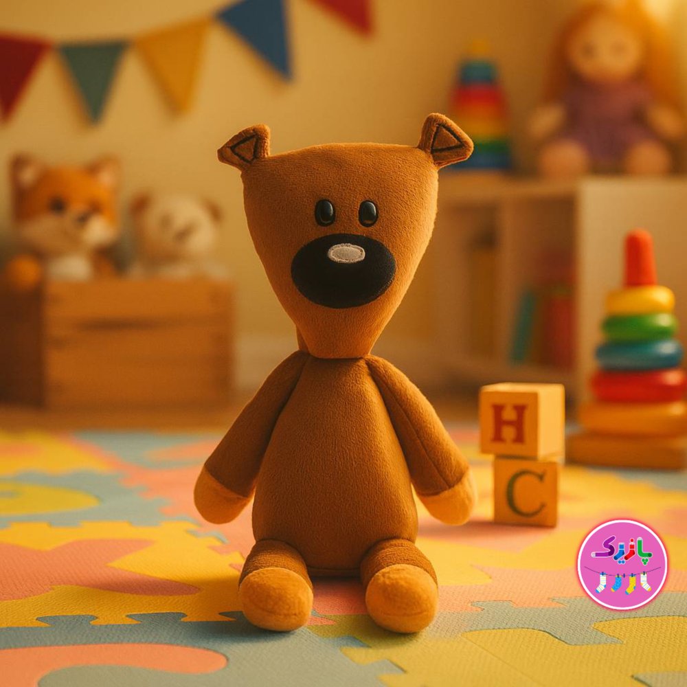 عروسک پولیشی خرس تدی مستربین قهوه‌ای ۳۴ سانتی – برند کوکی | نرم و ضدحساسیت 🐻