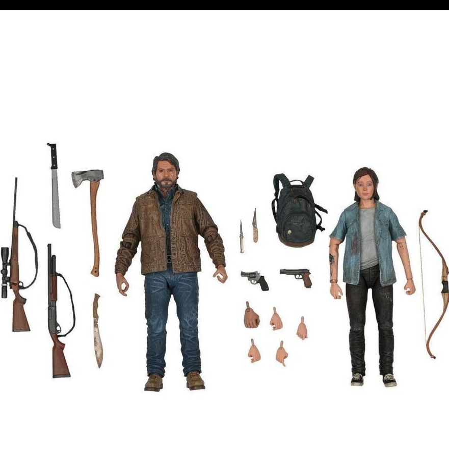 اکشن فیگور الی و جوئل لست آو آس کپی برند نکا با وسایل کامل last of us joel ellie