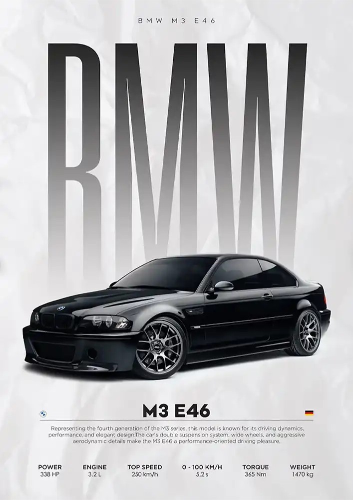 متال پوستر طرح ماشین BMW E46 M3 کد L2352