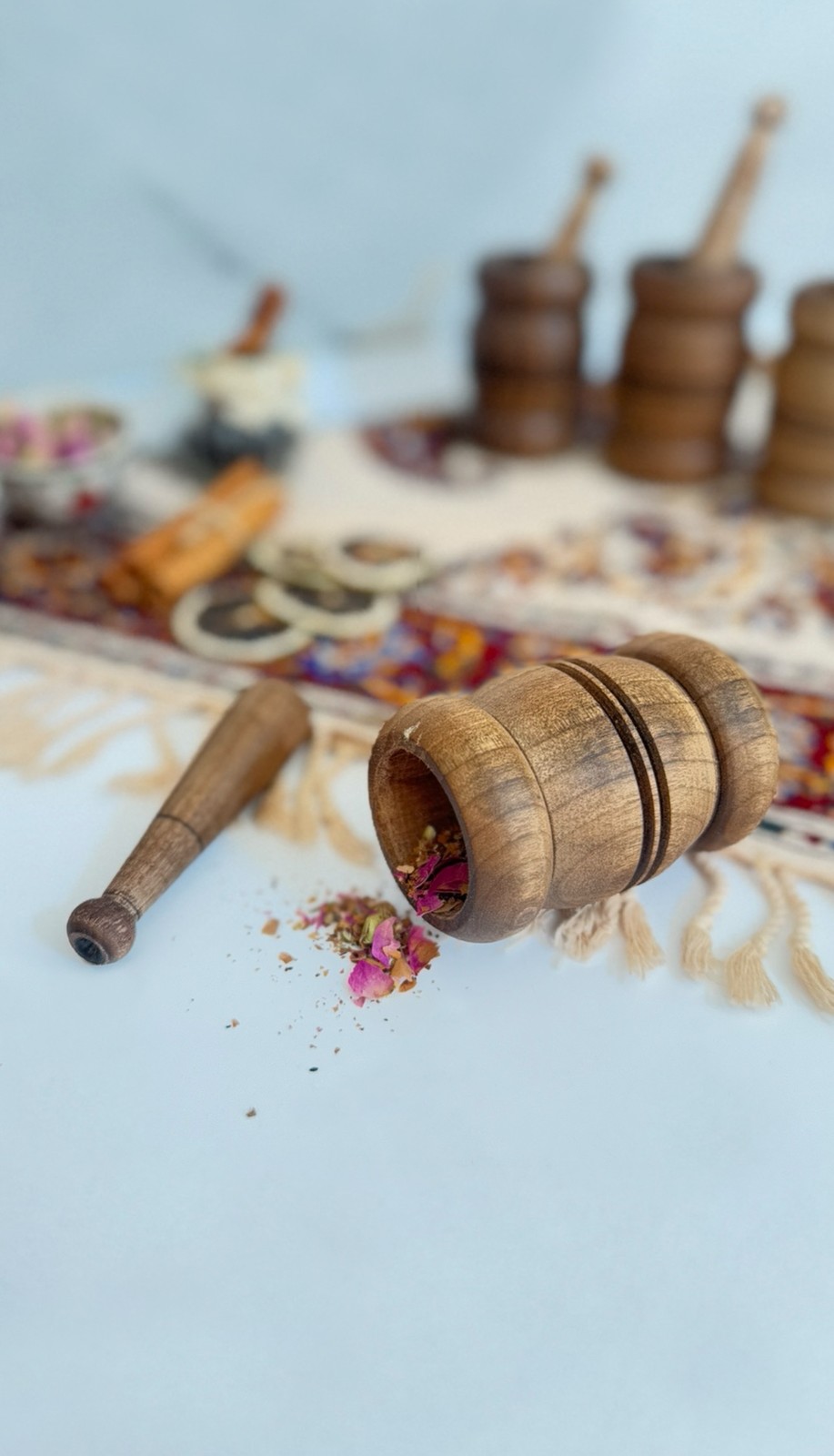 هاونگ چوبی آشپزخانه / هاون چوبی خراطی شده