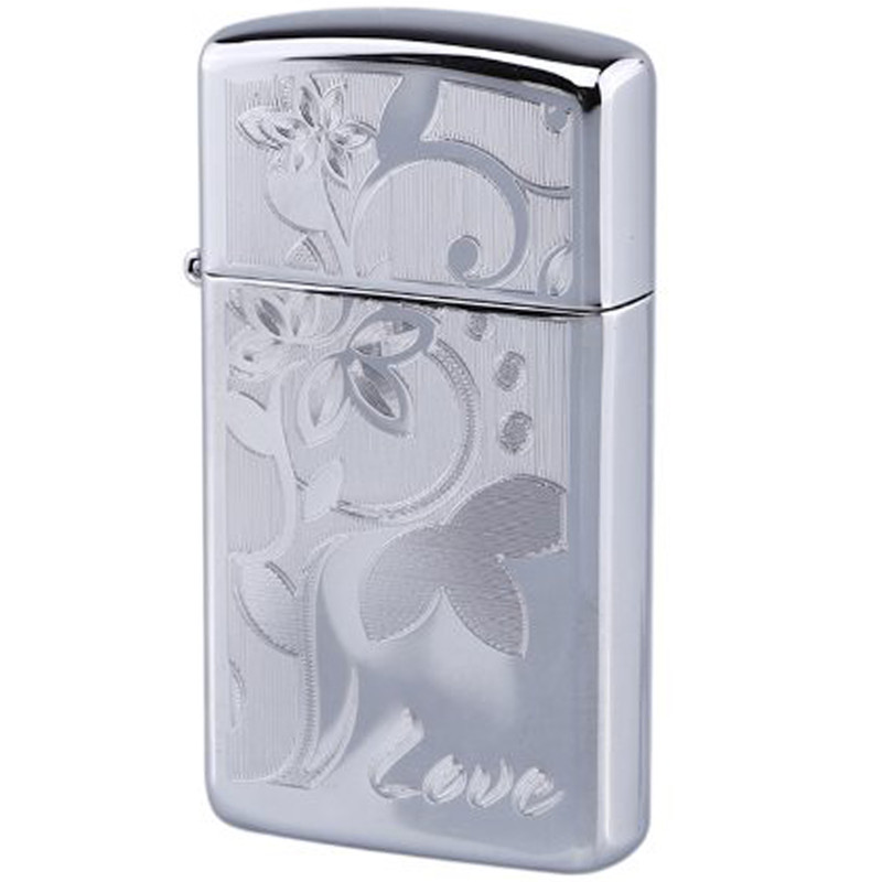 فندک زیپو مدل  SLIM HP CHROME LOVE FLOWERکد 24816