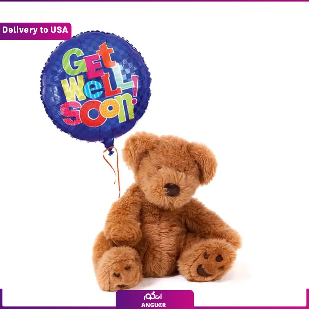 (Delivery to USA) Get Well Bear & Balloon