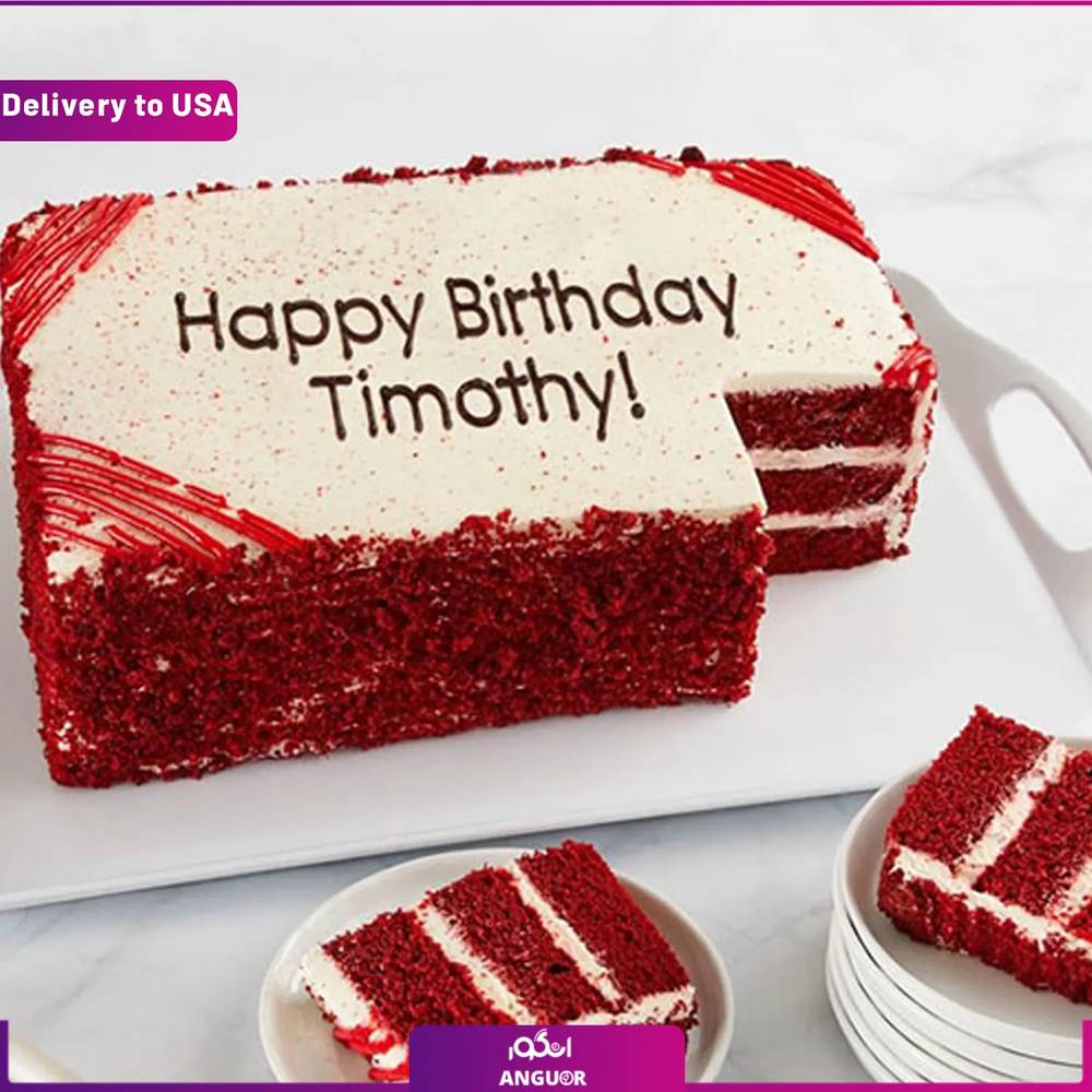 (Delivery to USA) Personalized Red Velvet Sheet Cake