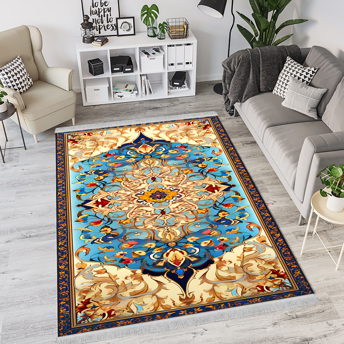 فرشینه طرح گل اسلیمی حاشیه دار PQs-1144a