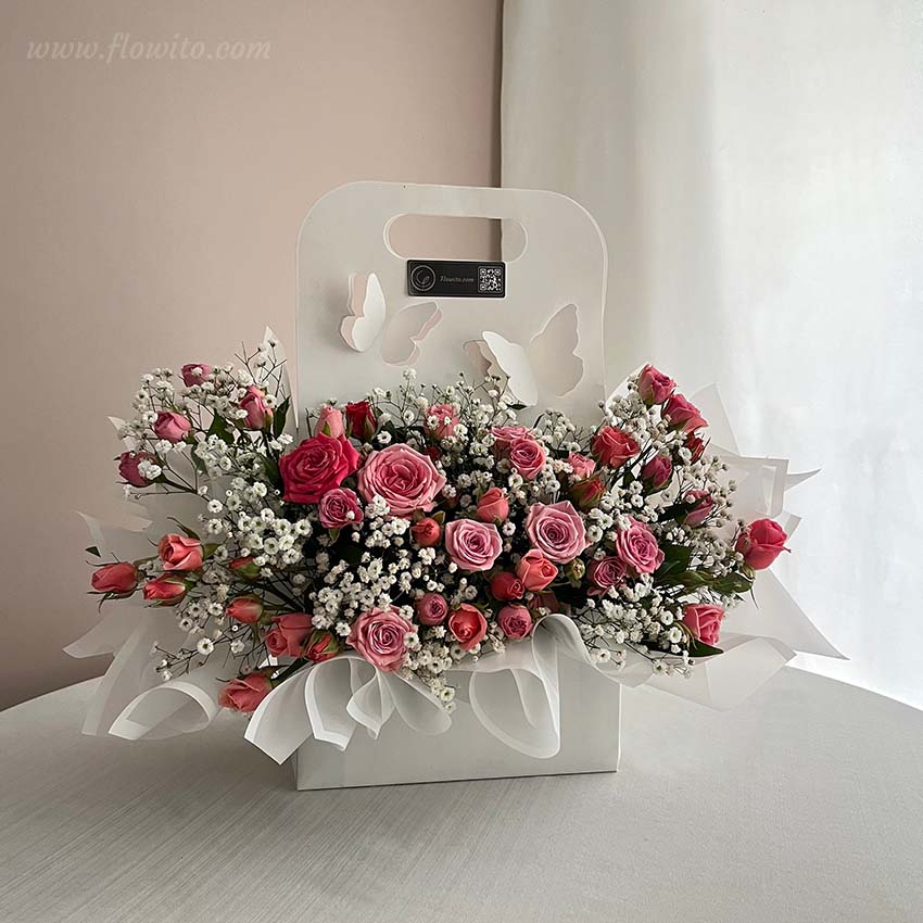 باکس گل دسته دار دخترانه کد 29