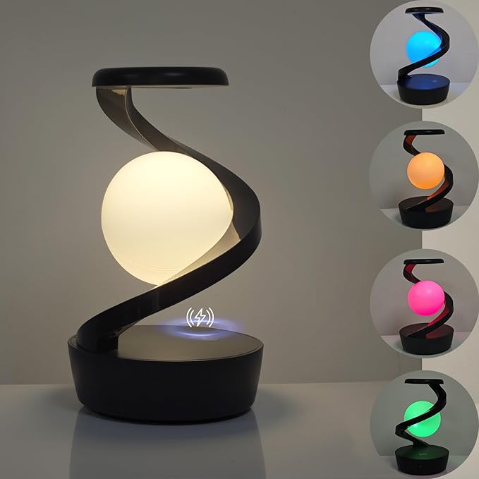 چراغ رومیزی و شارژر وایرلس ماه گردان ROTATING SUSPENSION LAMP