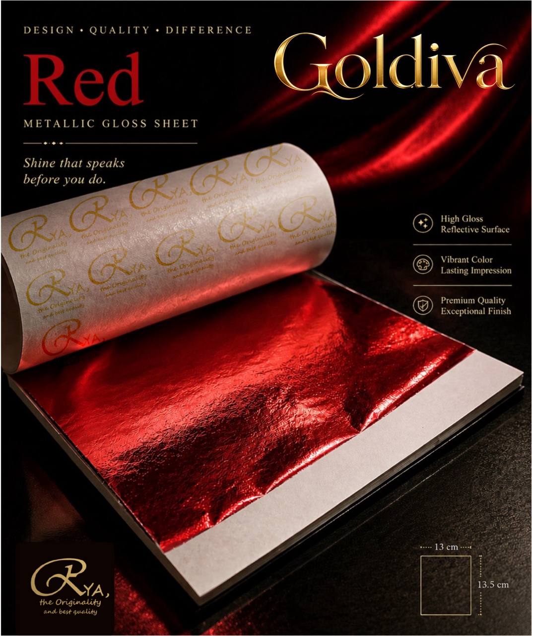 ورق طلای رنگی، قرمز ....... برند Goldiva