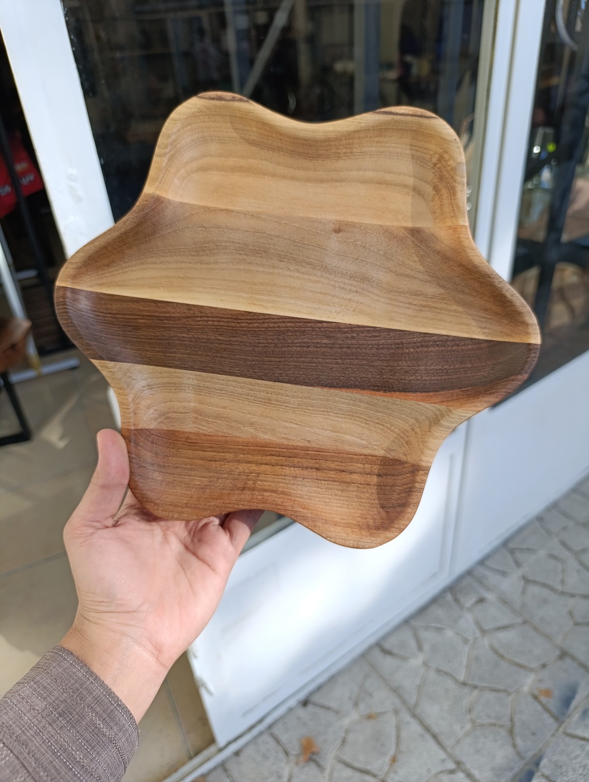 ظروف چوبی بشقاب ستاره ای چوب گردو