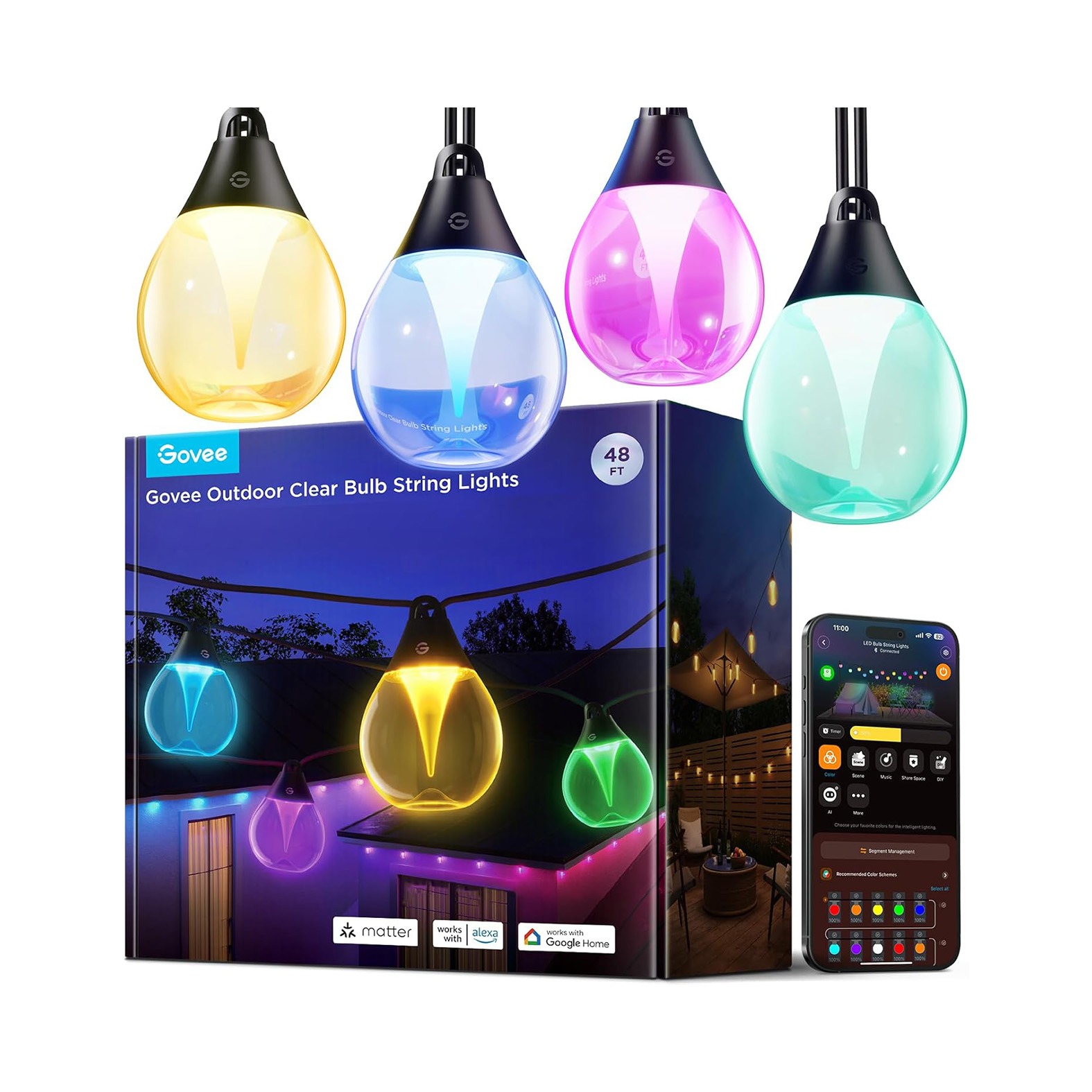 لامپ هوشمند ریسه ای Govee Outdoor Clear Bulb String Lights H7025