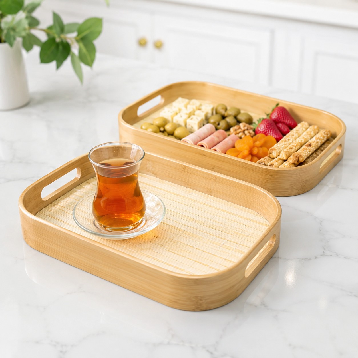 سینی بامبو مستطیل کف حصیری (۲۹۸)