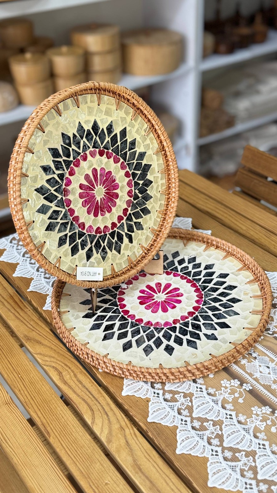 سینی راتان صدفی مشبک