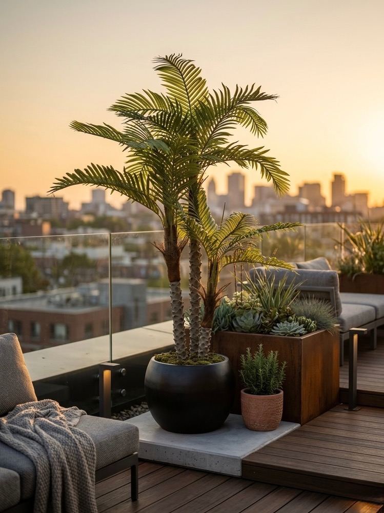 Three-Trunk Palm Shrub – Code 6583