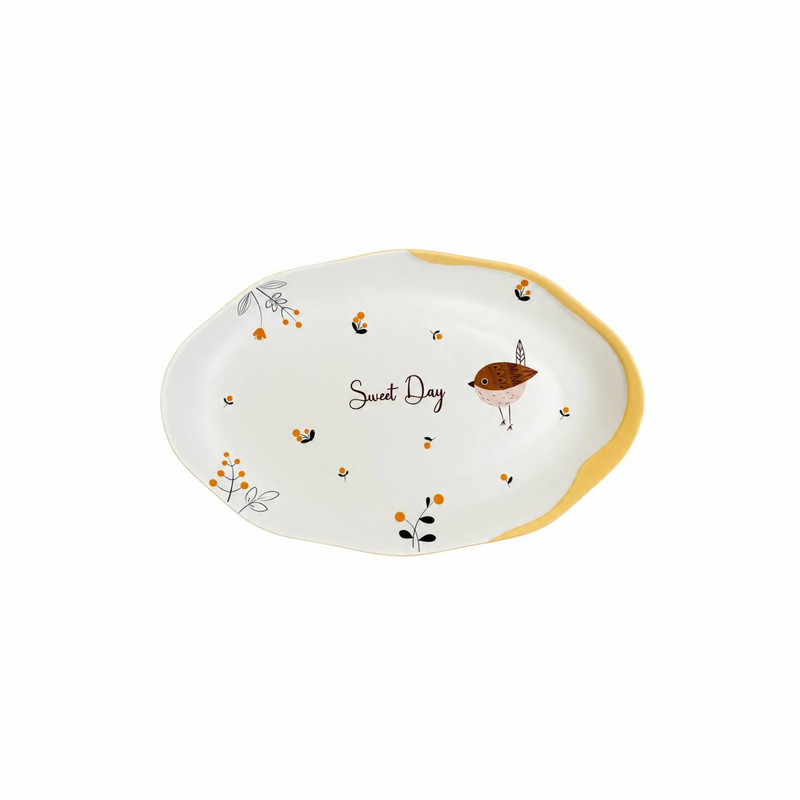 دیس غذا خوری مدل بیضی طرح پرنده
