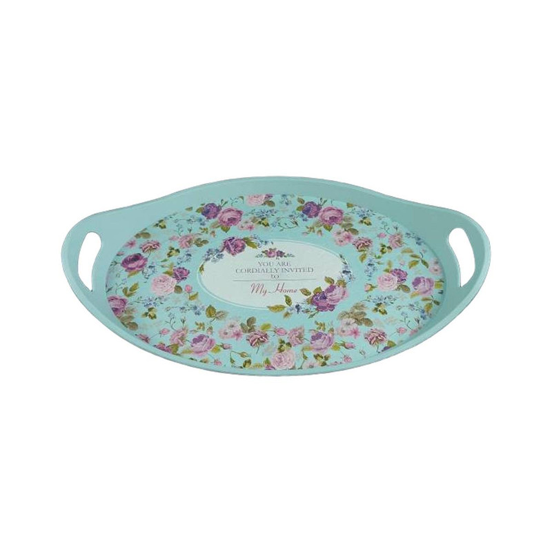 سینی دسته دار طرح گل کد 50621 سایز 21 * 34 سانتی متر