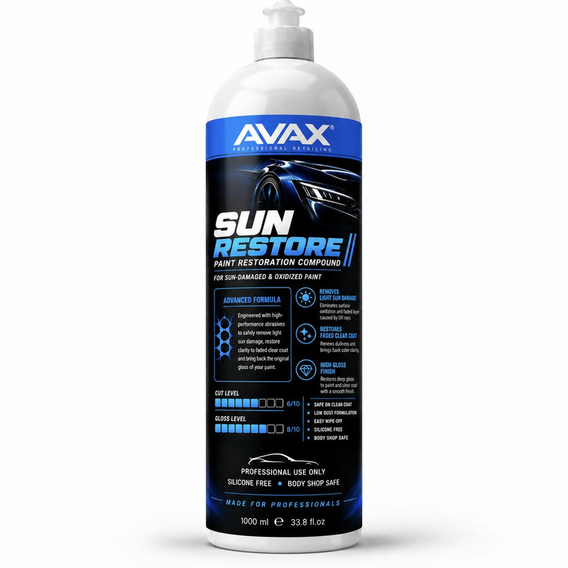 پولیش ترمیم رنگ و افتاب سوختگی بدنه خودرو اواکس مدل Sun-restore حجم 1000 میلی‌لیتر