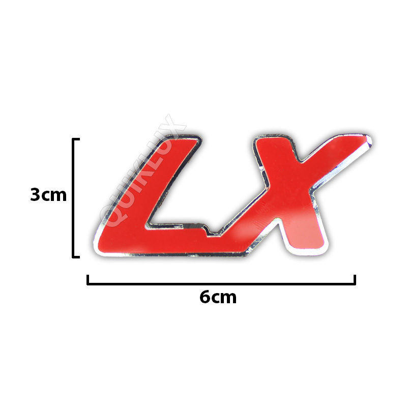 آرم پلکسی LX بغل گلگیر – قرمز حاشیه کروم