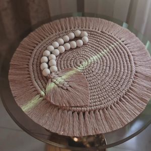ست دکوراتیو مکرومه بافی رومیزی و تسبیح دکوراتیو