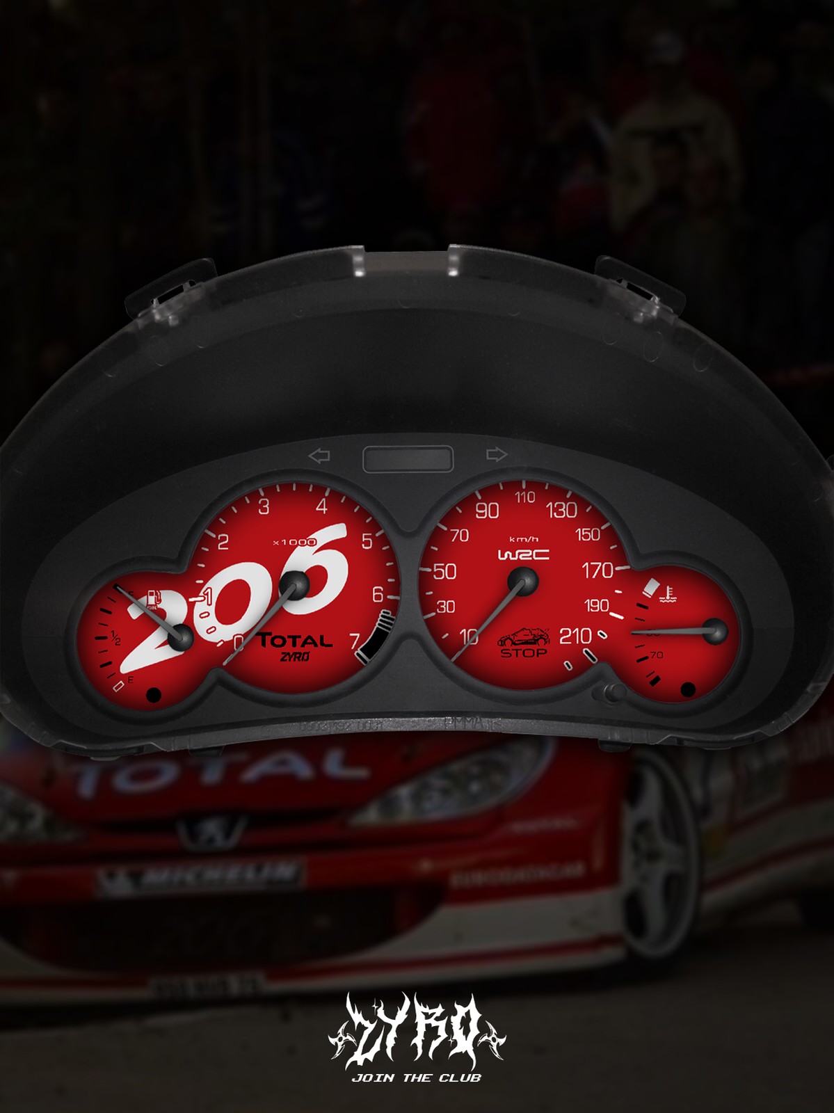 صفحه کیلومتر (پژو 206) مدل RED WRC