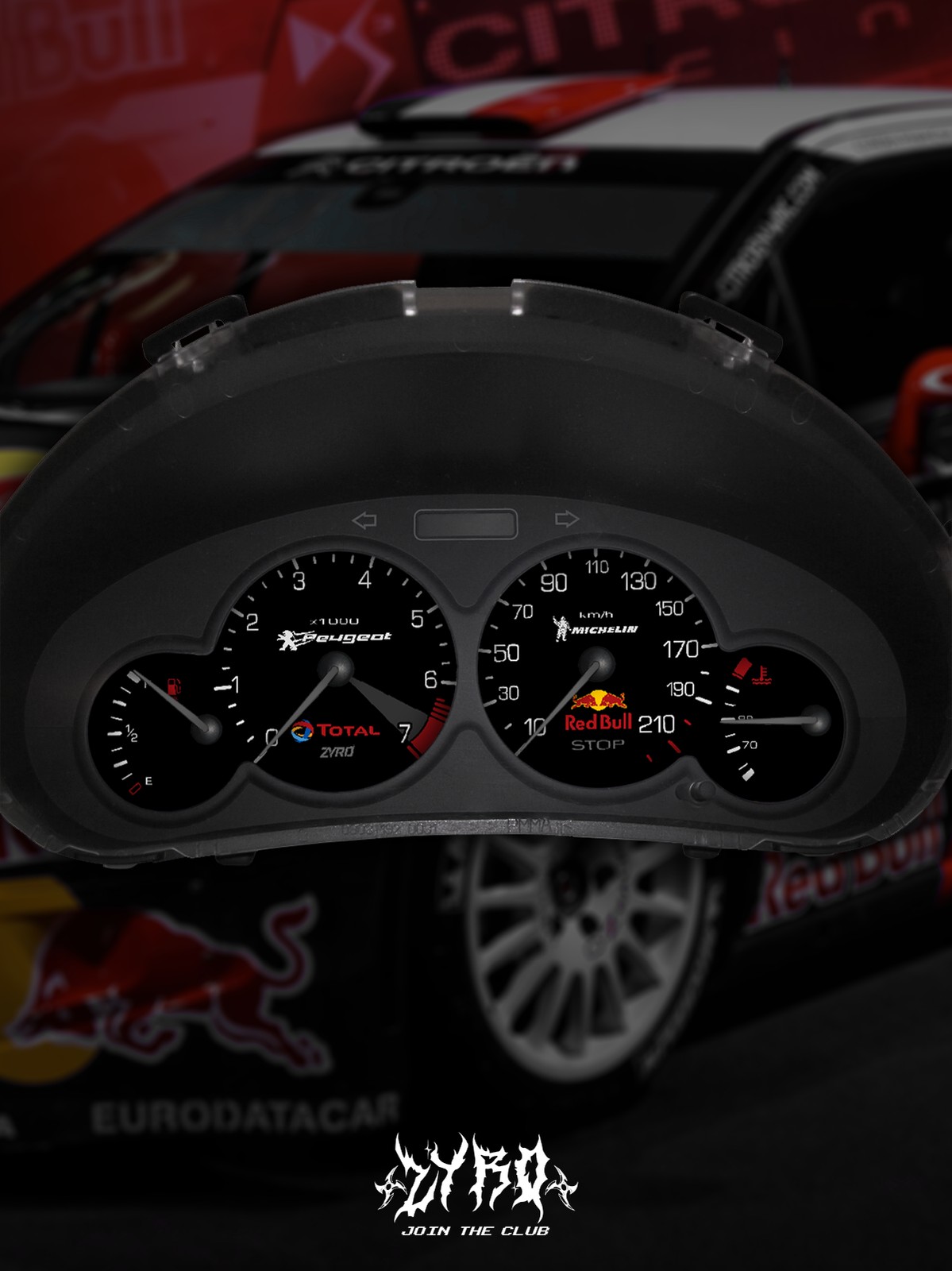 صفحه کیلومتر (پژو 206) مدل Black Redbull Racing