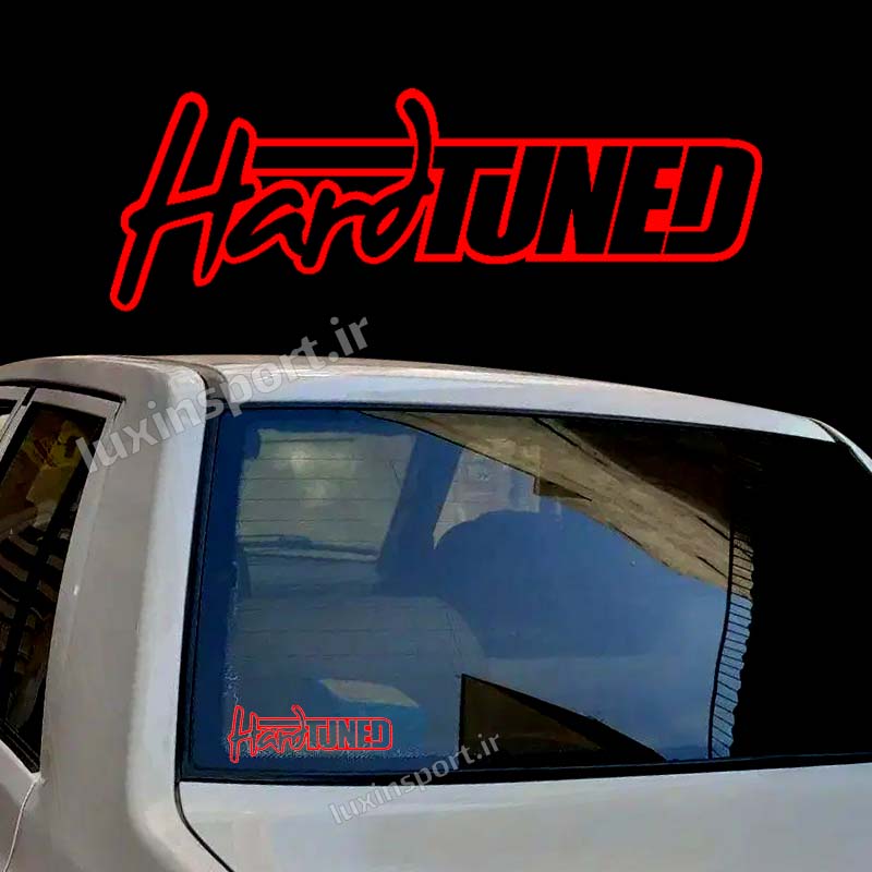 برچسب شیشه خودرو نوشته HARD TUNED – قرمز – 29*10 سانت