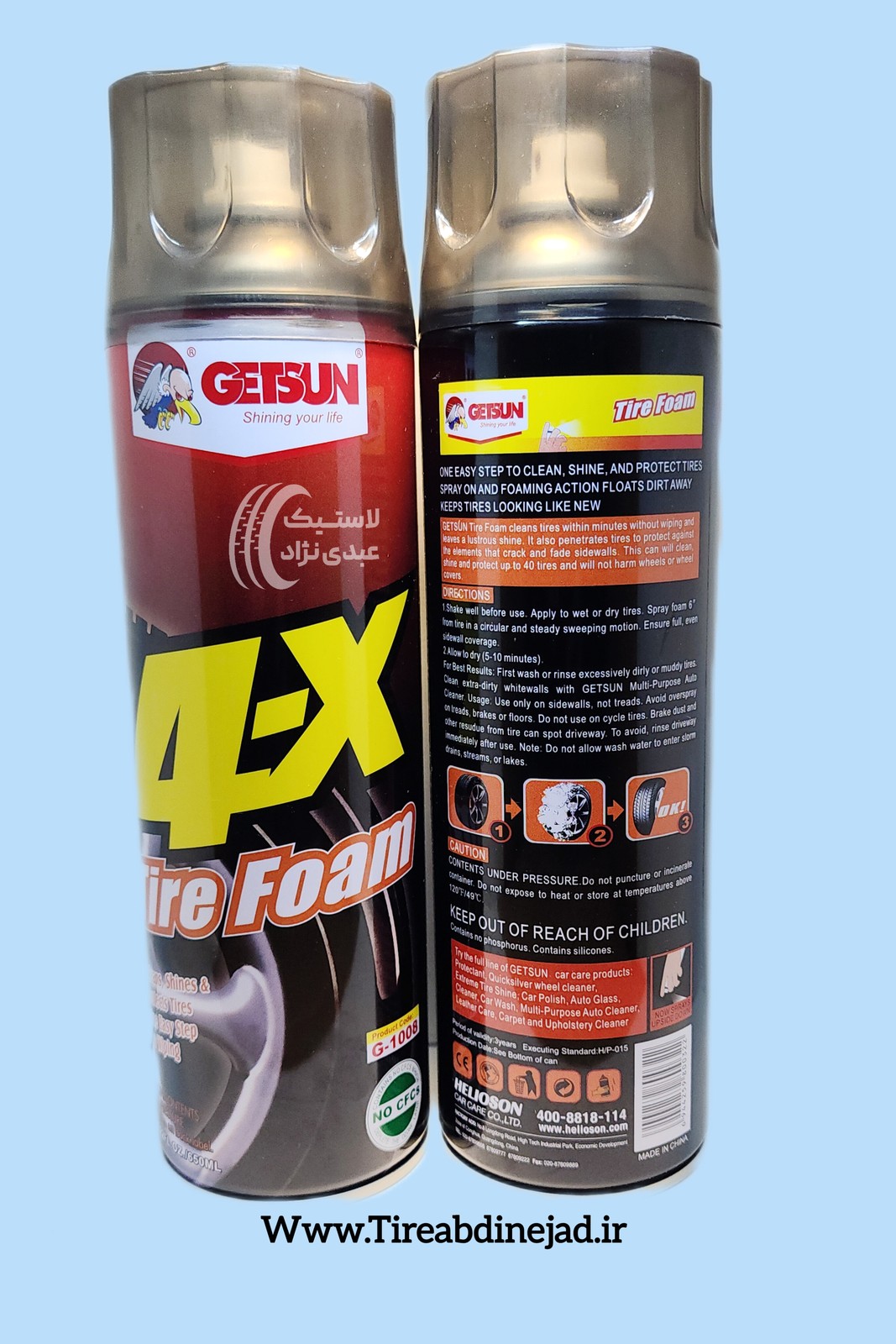 اسپری فوم براق کننده تایر خودرو گتسان GETSUN مدل 4X Tire foam