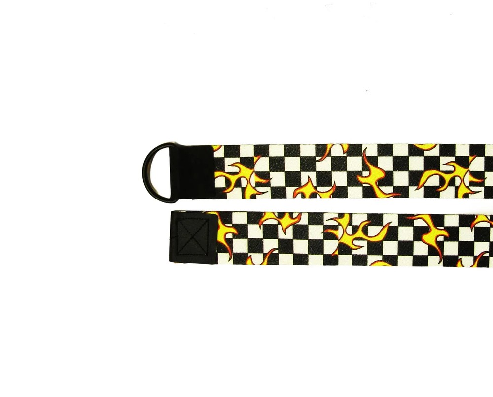 checkered with flame Polyester Belt