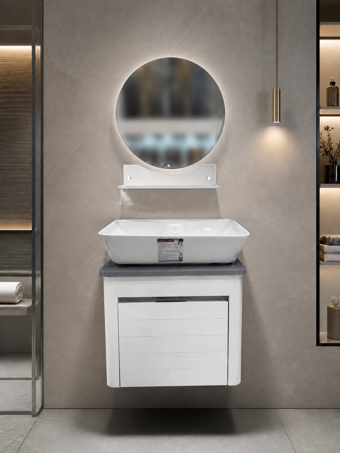 ست کامل روشویی کابینتی سفید طوسی