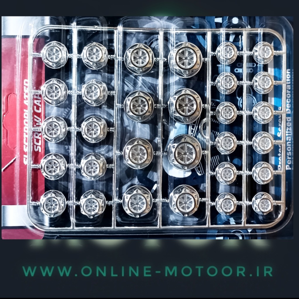 پک گل پیچ و روکش مخصوص پیچ های انجین موتورسیکلت بسته 30عددی (رنگ نقره ایی)
