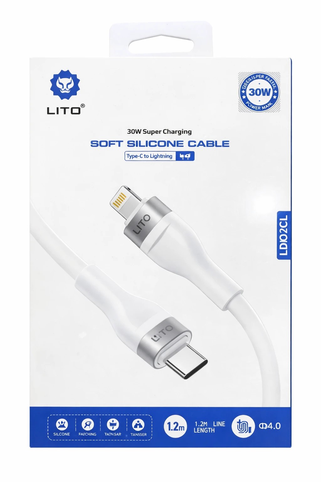 کابل شارژ LITO LD02CL Type‑C to Lightning 30W
