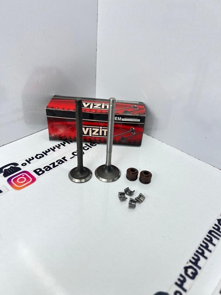 سوپاپ موتور سیکلت طرح ویو 125همراه با لاستیک سوپاپ و خارفلزی سوپاپ برند VIZIT