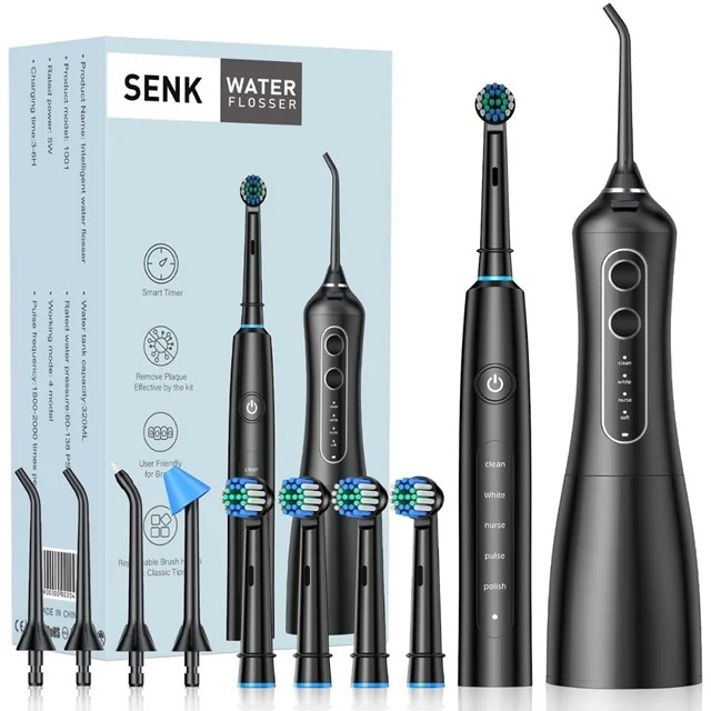 ست کامل مسواک برقی و واترجت SENK مدل Intelligent 2-in-1 | دستگاه 2 در 1 شستشوی دهان و دندان با مخزن 320 میلی‌لیتر