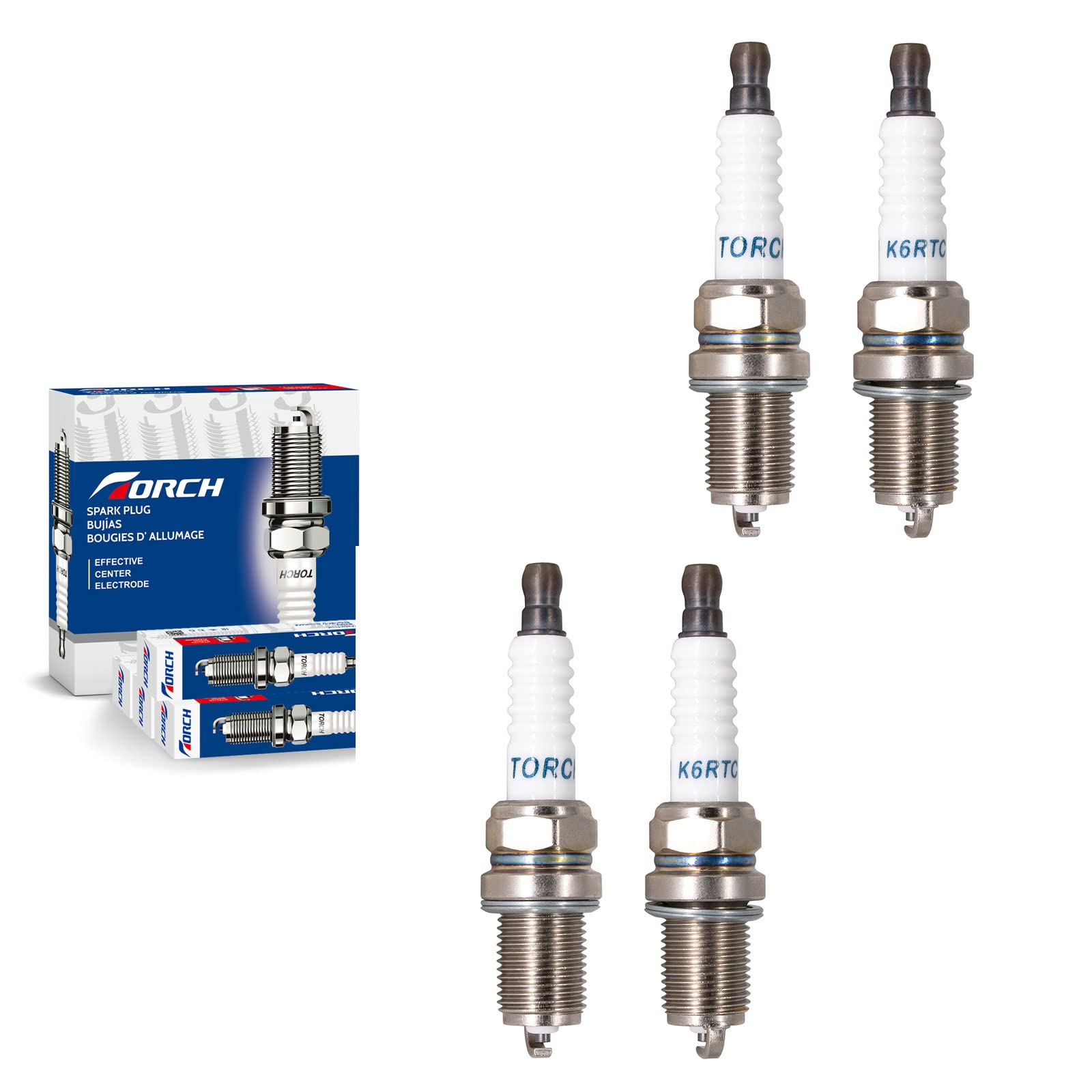 شمع تورچ پایه کوتاه K6RTC با گپ 0/8 mm جعبه سفید آبی