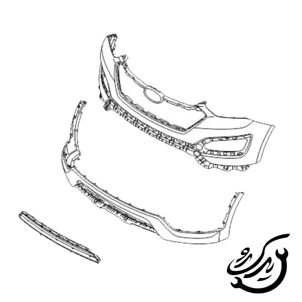 سپر جلو سه تیکه ( سپر بالایی , سپر پایینی , توری سپر ) هیوندای سانتافه IX45