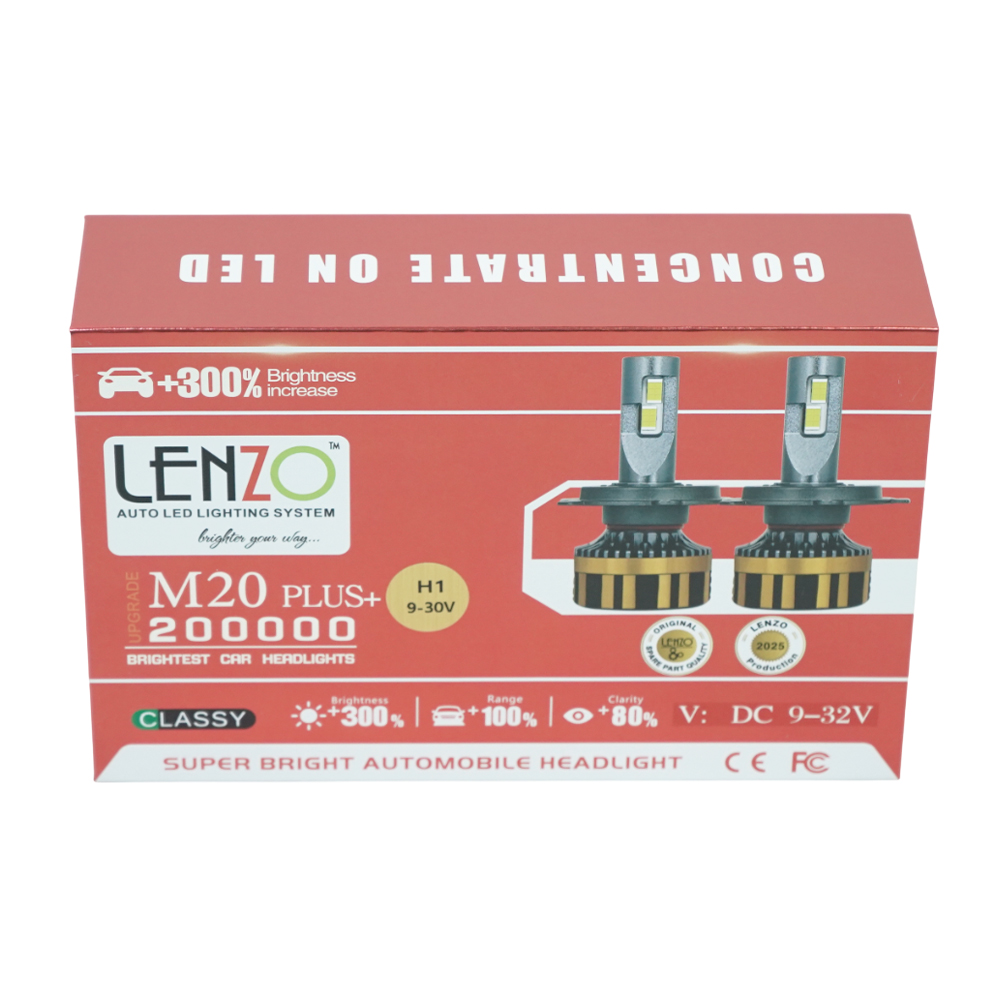هدلایت LED خودرو لنزو مدل M20 Pro رنگ لیمویی 3000K پایه H7